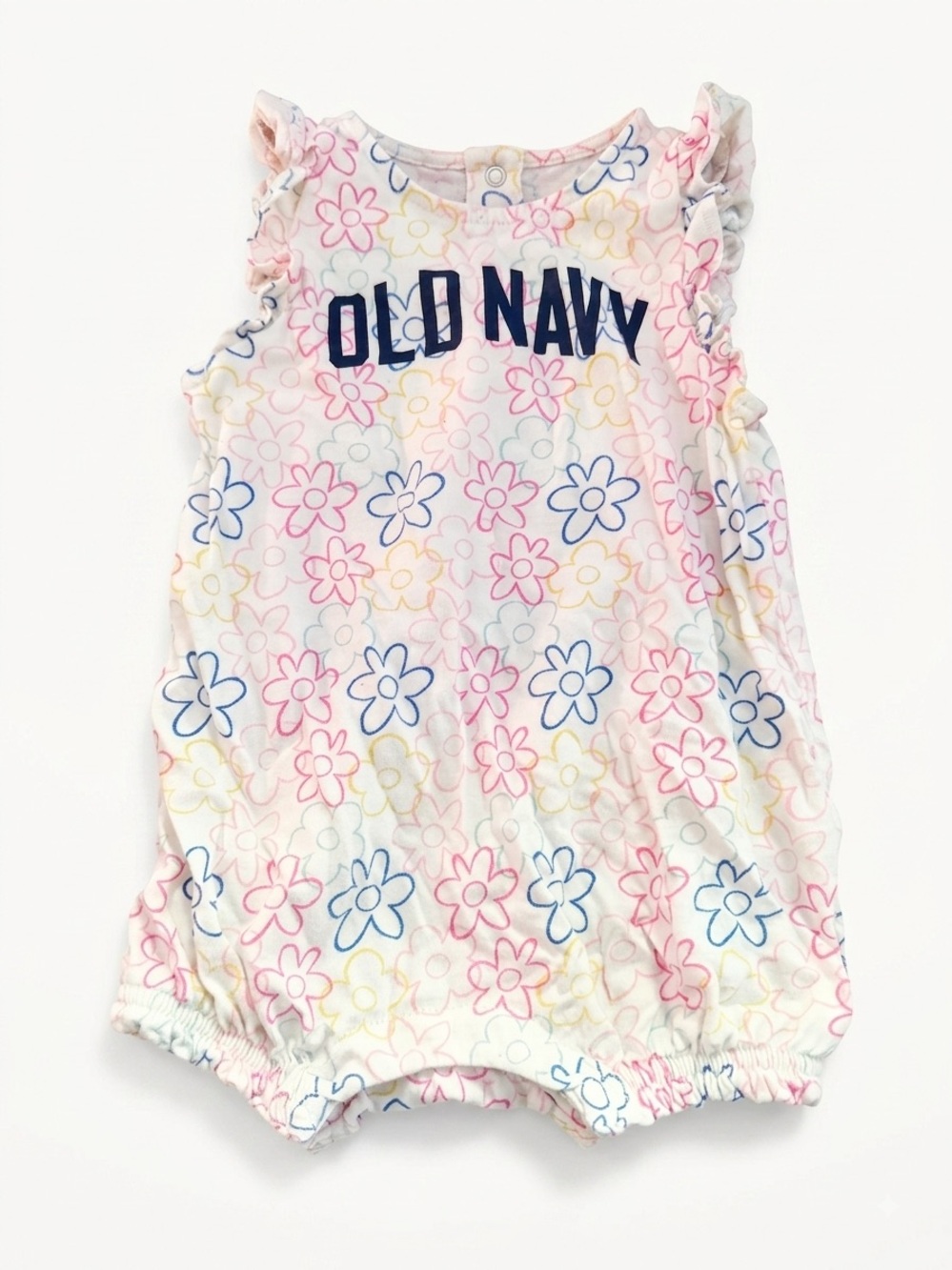Old Navy White Baby Romper with Multicolor Floral Print